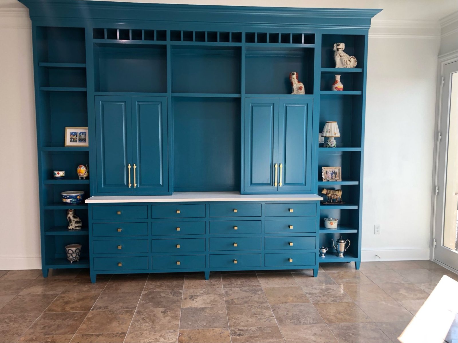 Teal built-in entertainment unit